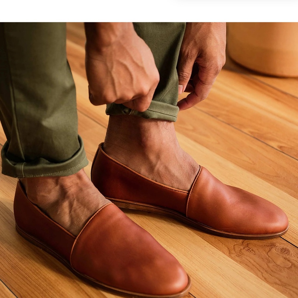 Nisolo Men's Leather Slip-On Loafers in Cognac Brown